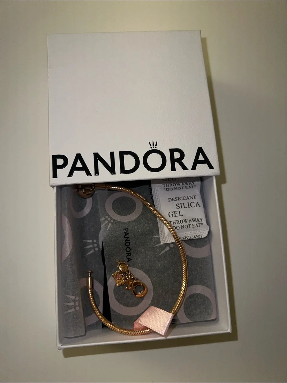 Pandora Rose Gold Travel Charm Snake Chain Bracelet